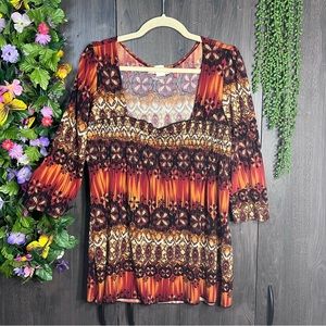 ,🌼3/$30🌼Only 9 Abstract Printed Blouse Size Large
